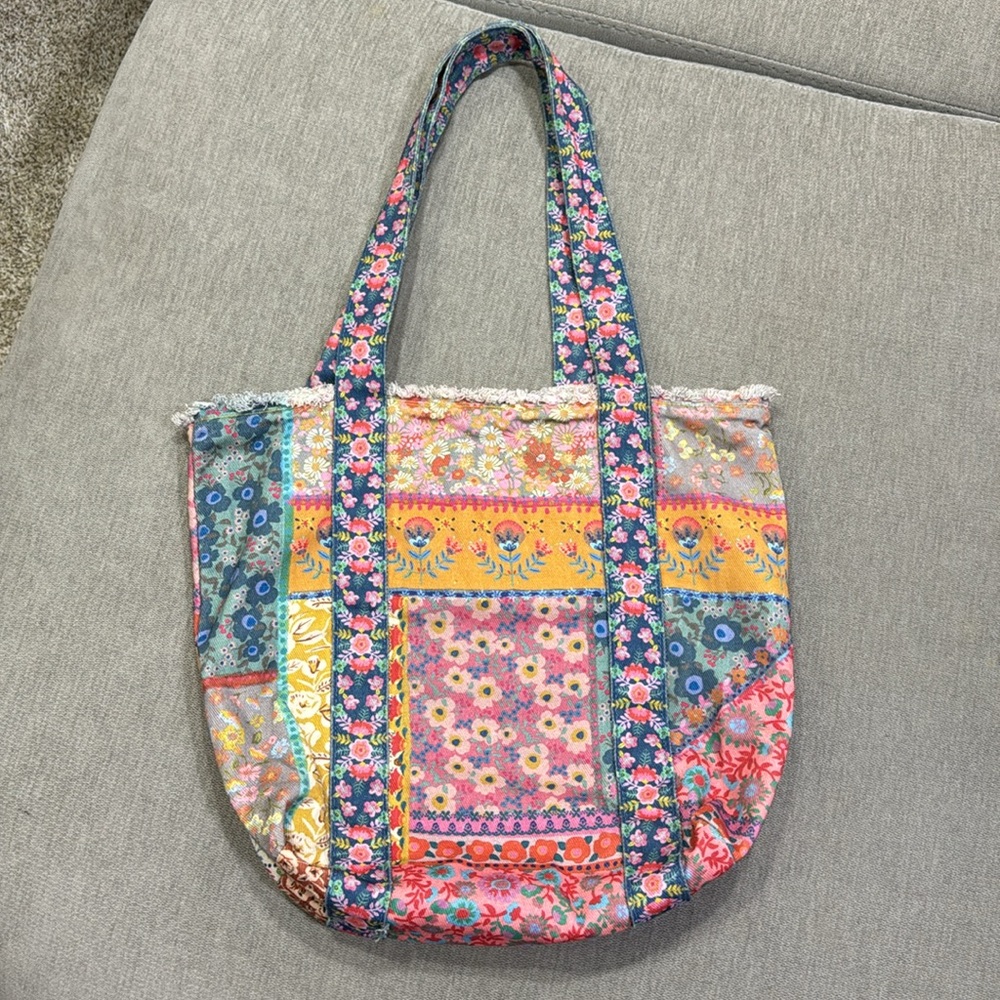 Tote Bag Colorful Patchwork Pattern Hand Bag Beac… - image 5